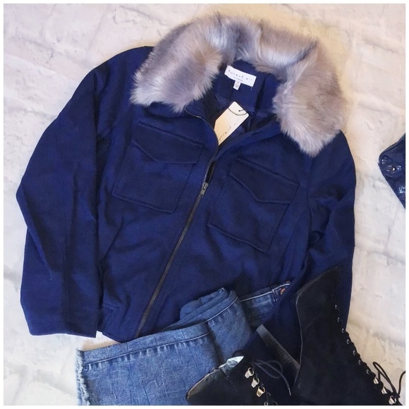 FEW LEFT❗CURRENT AIR Casual Chic Navy Bomber Jacket - Picture 3 of 8